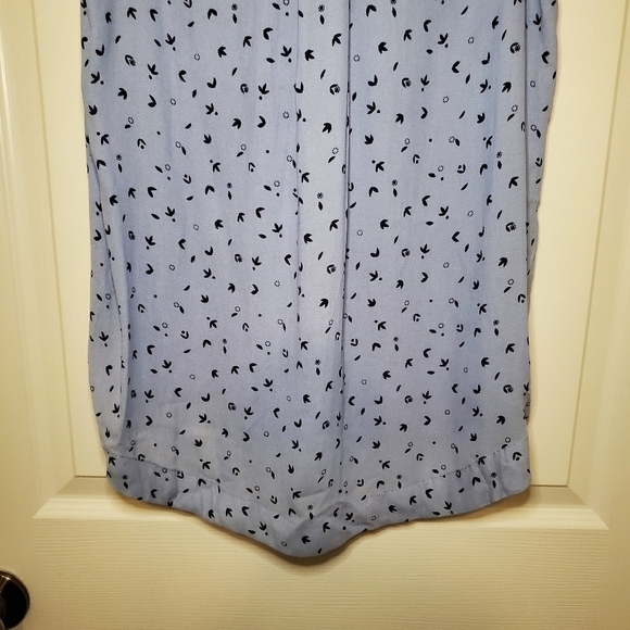 Free People Blue Abstract Floral Print Tie Front Blouse Size Medium - Picture 7 of 9